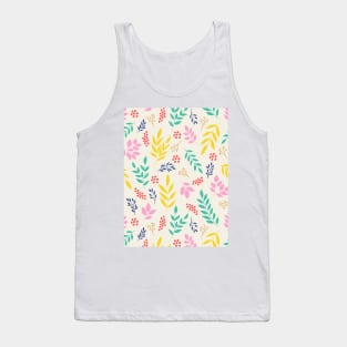 Pretty tiny leaves botanical pattern in off-white Tank Top